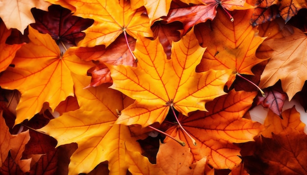 Photo la beauté époustouflante de l'automne, une toile de fond hypnotisante de feuilles d'automne vibrantes dans des teintes automnaux enchanteuses.