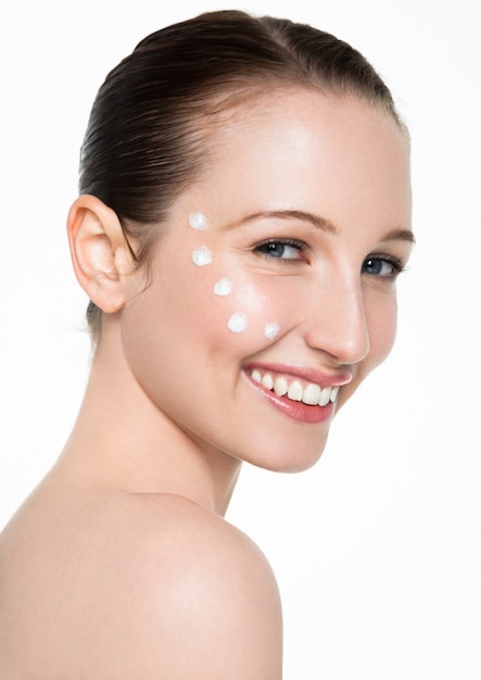 Beauté, femme, sain, cosmétique, maquillage, portrait