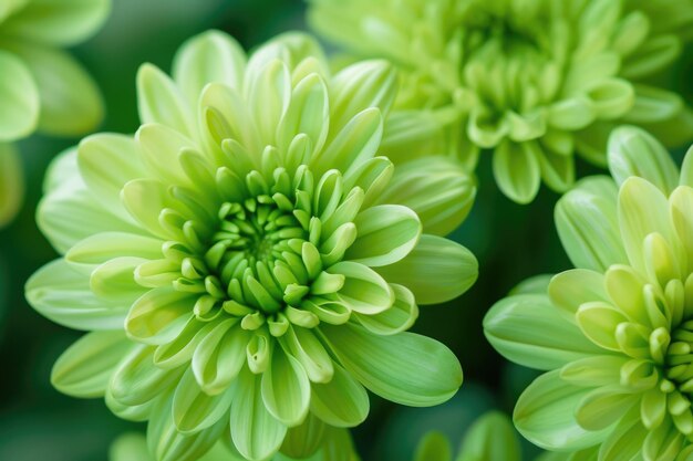 Photo la beauté en fleur le chrysanthème vert délicat la marguerite à la lumière du jour idéal pour les vitrines des fleuristes