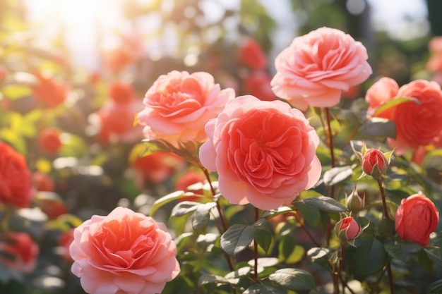 La beauté en fleur des roses de jardin à travers une lentille sélective ar 32