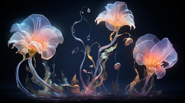 La beauté des fleurs de fantaisie sous les vagues