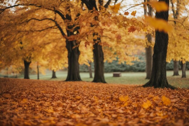 La beauté de la forêt en automne qui fait tomber les feuilles et rend le cœur heureux