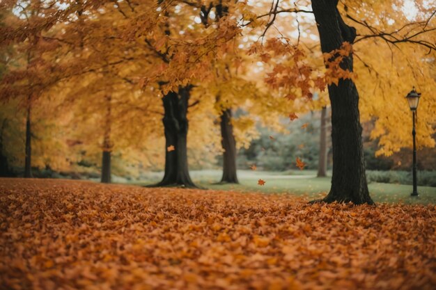 La beauté de la forêt en automne qui fait tomber les feuilles et rend le cœur heureux