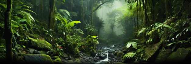 La beauté de la forêt tropicale La rivière coule dans le désert vert