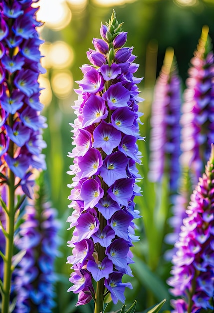 Photo À la beauté en gros plan des fleurs de lilas delphinium et de larkspur roses