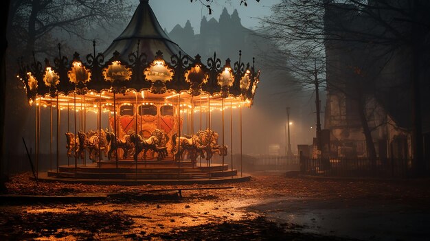 La beauté hantée de la scène du carrousel abandonné