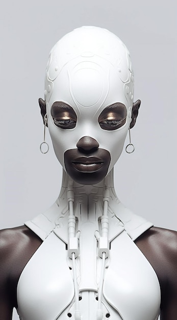 Une beauté hybride africaine féminine minimaliste sur fond blanc Generative Ai