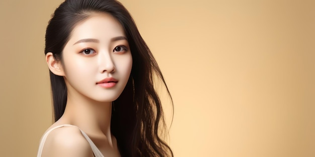 la beauté d'une jeune femme asiatique avec un maquillage naturel