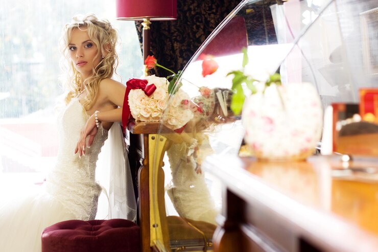Photo beauté jeune mariée en robe de mariée blanche