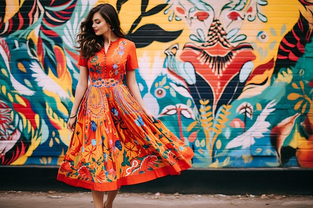 La beauté à la mode dans la tradition hispanique Une tenue vibrante pour les femmes