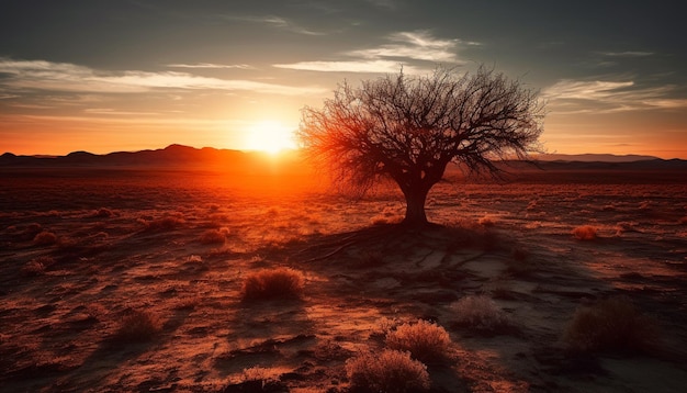 La beauté de la nature un coucher de soleil tranquille sur les montagnes africaines généré par l'IA