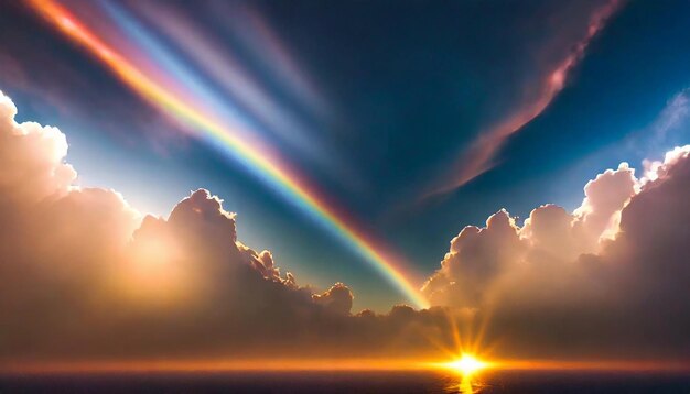 La beauté de la nature dans la lumière bleue du soleil la stratosphère le ciel au coucher du soleil