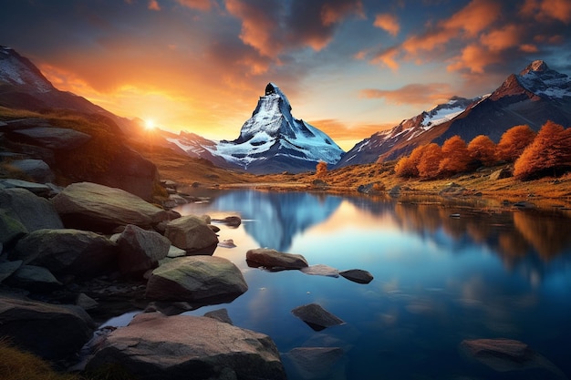 La beauté de la nature dans un paysage de montagne tranquille