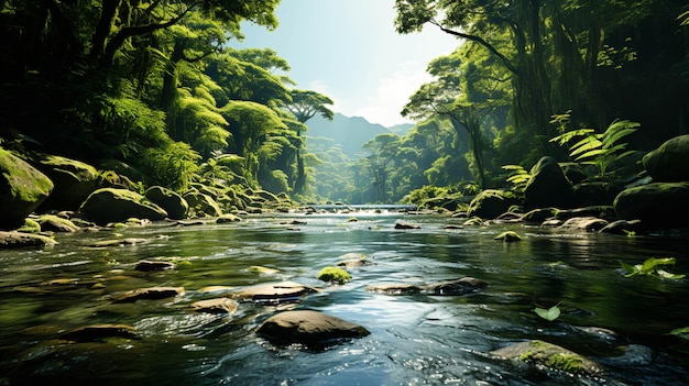 La beauté de la nature en mouvement une forêt tropicale humide fluide et rapide