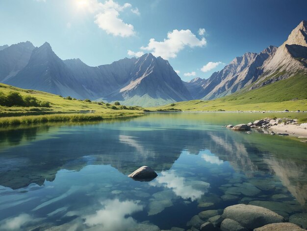 La beauté de la nature se reflète dans les eaux tranquilles des montagnes, IA générative