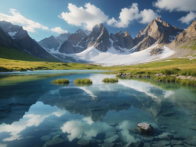 La beauté de la nature se reflète dans les eaux tranquilles des montagnes, IA générative