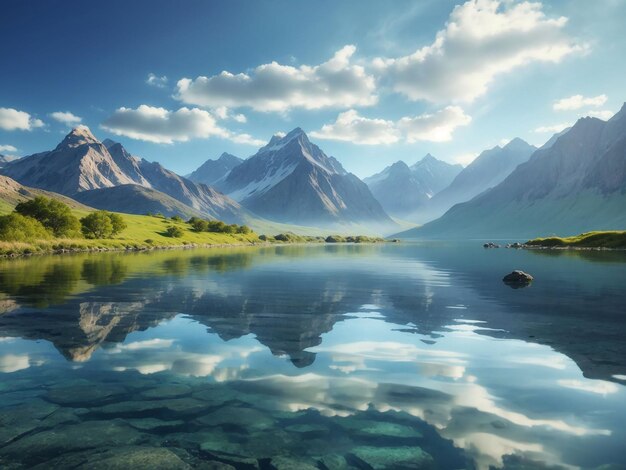 La beauté de la nature se reflète dans les eaux tranquilles des montagnes, IA générative