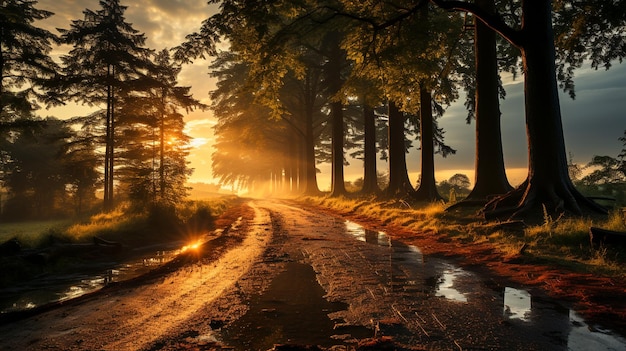 La beauté de la nature Une vue panoramique sur les montagnes, la rivière, les arbres et la route