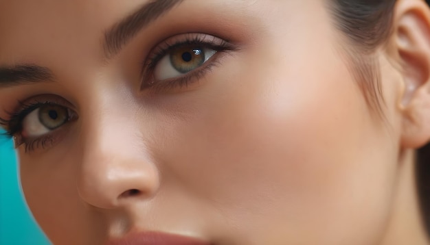 La beauté naturelle extrême close-up les cils longs amp le maquillage parfait