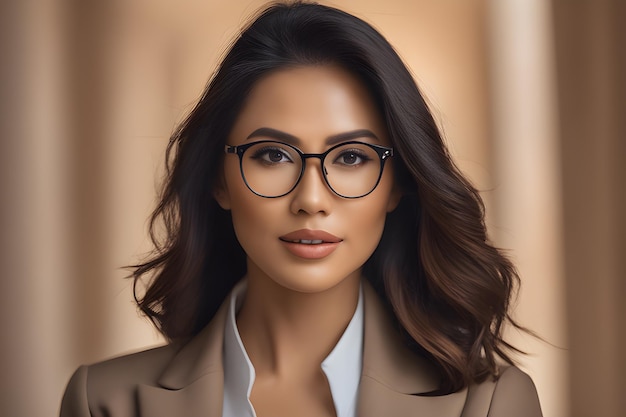 Photo la beauté naturelle, le style d'une femme d'affaires portant des lunettes.