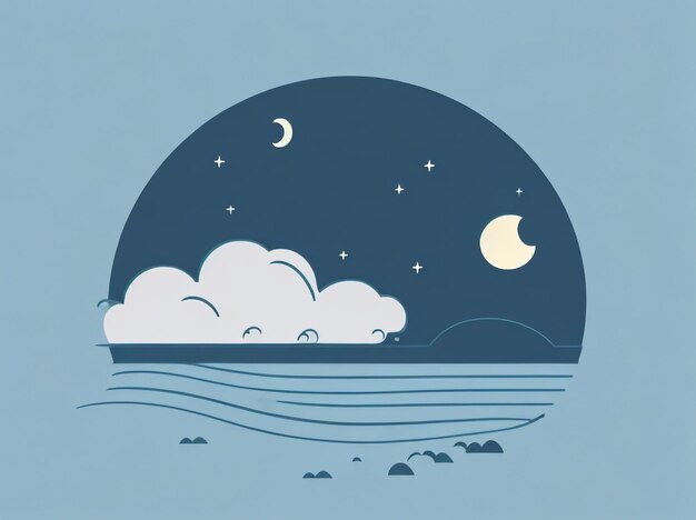 Photo la beauté nocturne le ciel de nuit et la lune au-dessus de l'océan illustration vectorielle