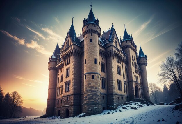 La beauté obsédante d'un château abandonné en hiver