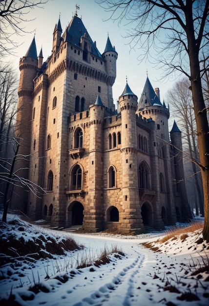 La beauté obsédante d'un château abandonné en hiver