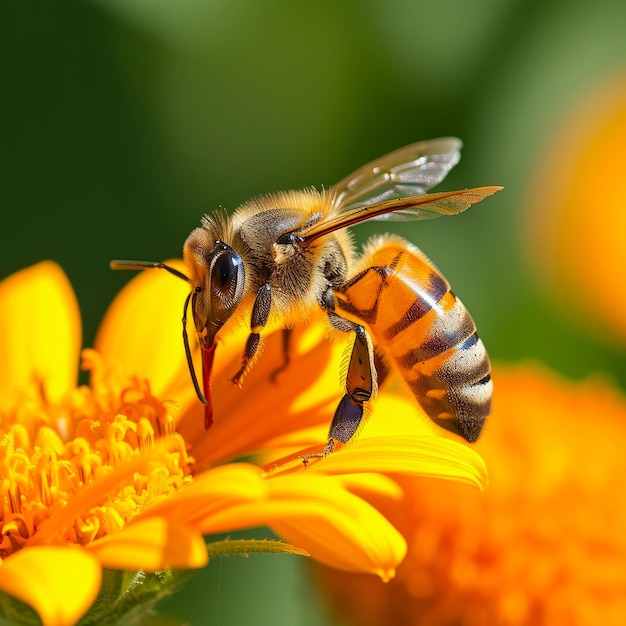 Photo la beauté de la pollinisation des abeilles