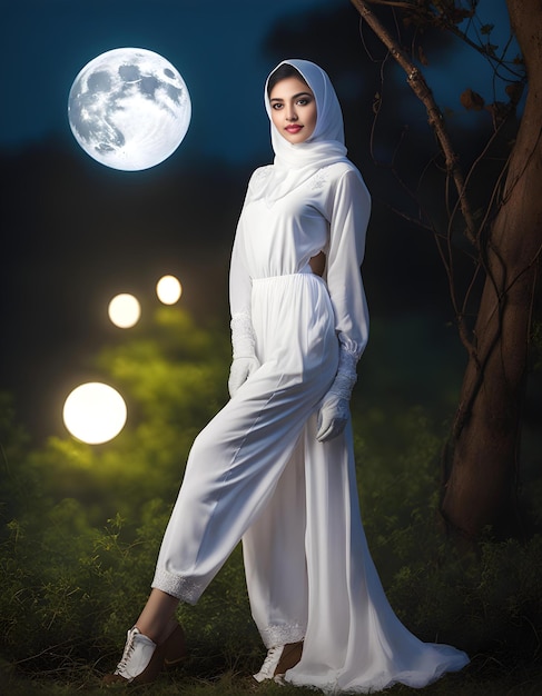 La beauté rayonnante de la femme pakistanaise embrassant la sérénité du clair de lune