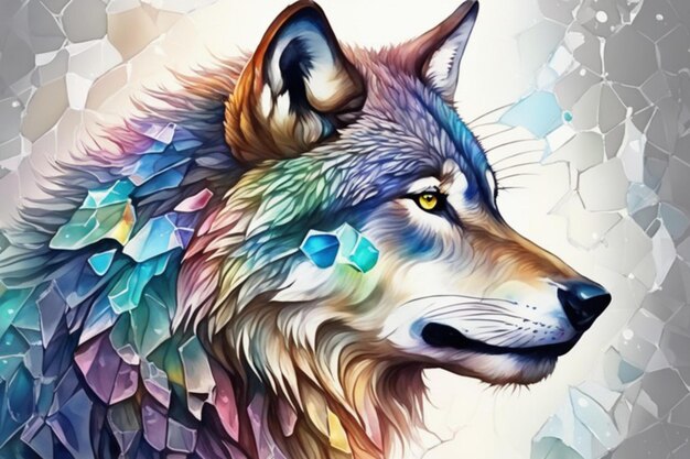 La beauté sauvage à l'aquarelle Le papier peint du loup dans des teintes époustouflantes