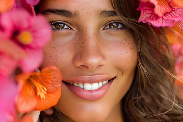 Photo une beauté sereine avec des fleurs tropicales