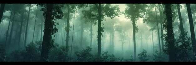 la beauté sereine d'une forêt brumeuse