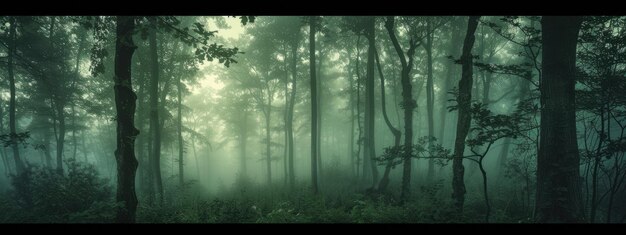 la beauté sereine d'une forêt brumeuse