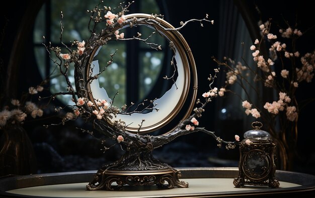 Photo la beauté de la table de vanité du miroir