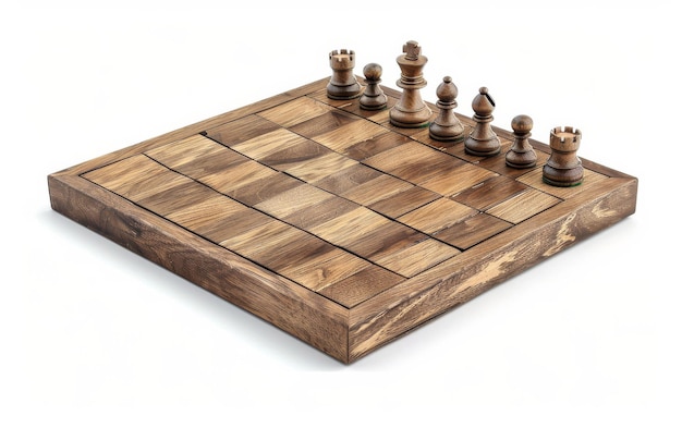 La beauté des tableaux d'échecs en bois sur fond blanc