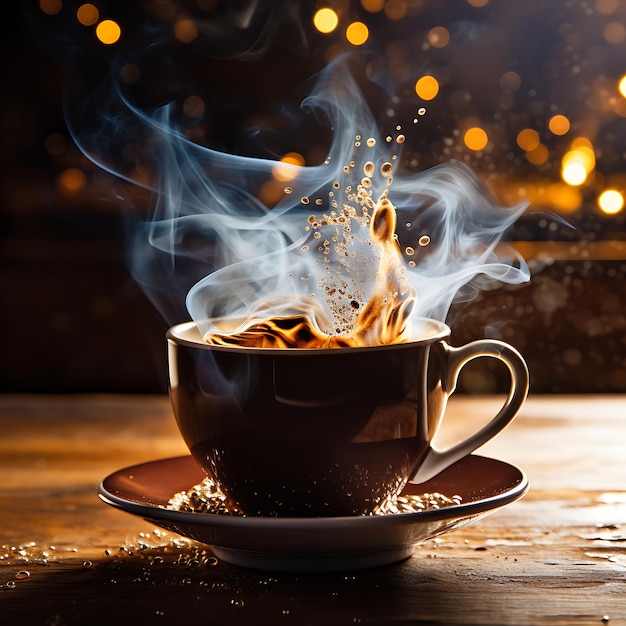 Beauté d'une tasse de café parfaitement infusée avec un peu d'eau