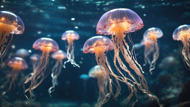 Beauté translucide La danse des méduses lumineuses