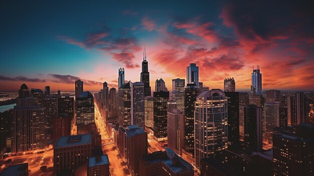 Photo beauté urbaine de l'horizon de chicago