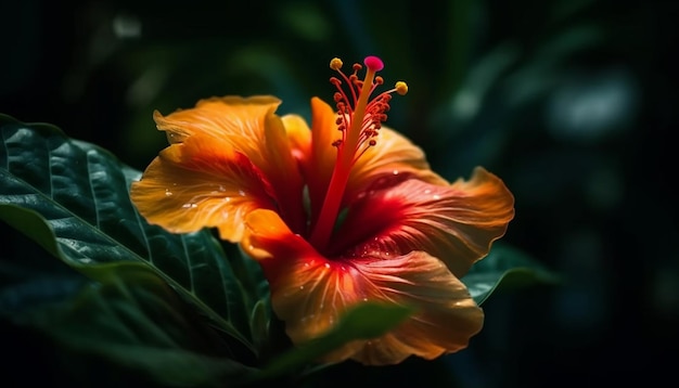 Photo beauté vibrante des fleurs d'hibiscus dans un jardin naturel généré par l'ia