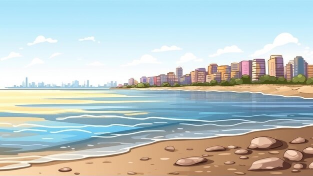 Photo beautiful view of the city from the beach landscape background illustration