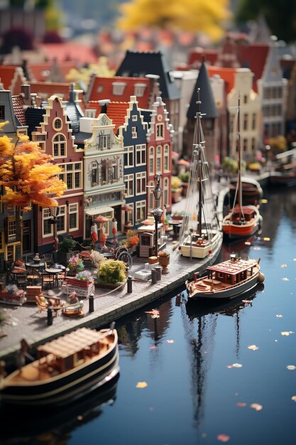 Beauty Tilt Shift avec une séance photo unique et créative d'un charmant marché de village hollandais