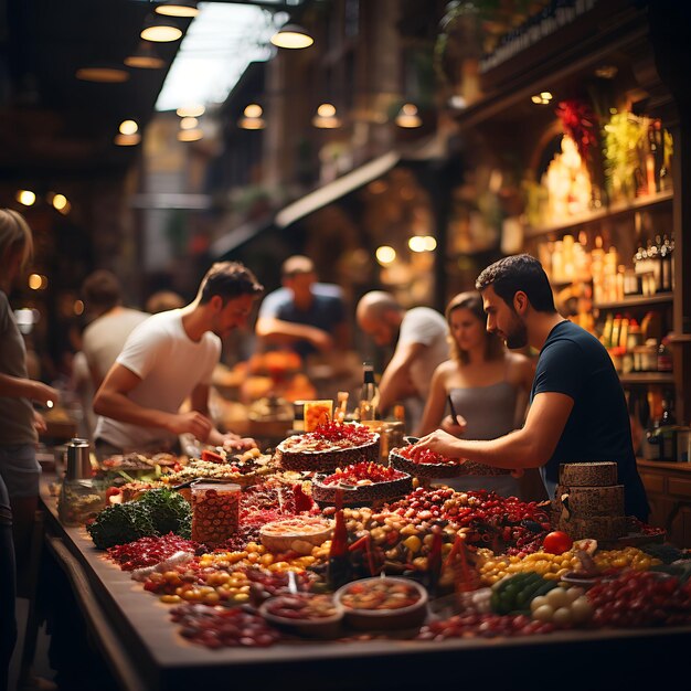 Beauty Tilt Shift avec une séance photo unique et créative d'un marché espagnol animé prise avec