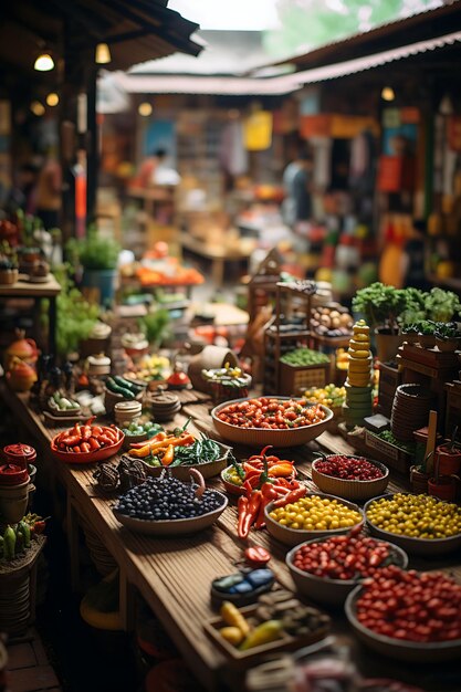 Beauty Tilt Shift avec une séance photo unique et créative d'un marché mexicain animé prise avec