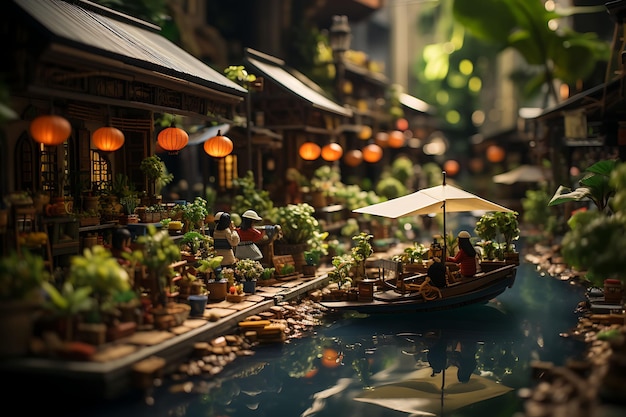 Beauty Tilt Shift avec une séance photo unique et créative d'un marché vietnamien animé prise