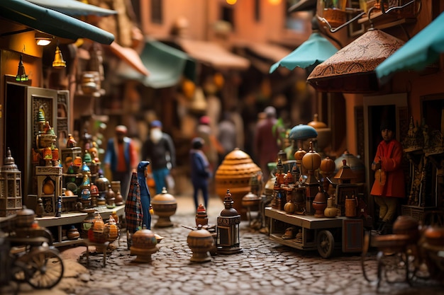 Beauty Tilt Shift avec une séance photo unique et créative d'un souk marocain animé prise avec