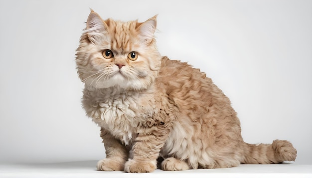 Les beaux chats Selkirk rex se reproduisent sur un fond blanc