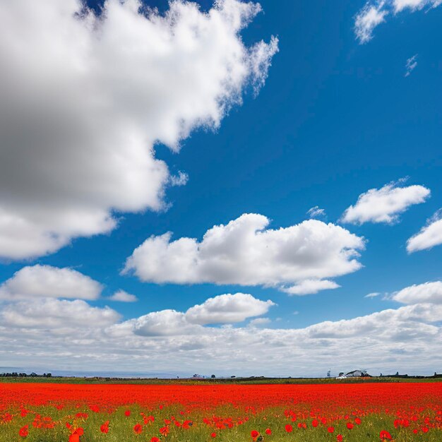 De beaux coquelicots avec un ciel bleu