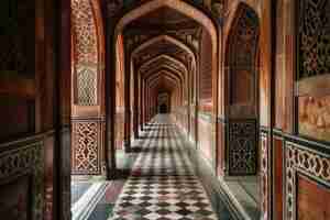 Photo beaux couloirs de la mosquée dans le style islamique