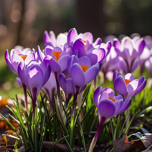 Beaux crocus au printemps