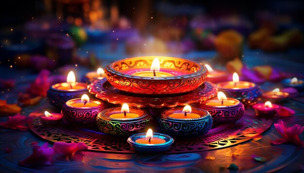 beaux dessins aux couleurs vives dans le style de Diwali